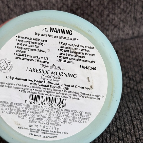 BBW Lakeside Morning White Barn Bath & Body Works 3 Wick Candle- NWT - Picture 3 of 4